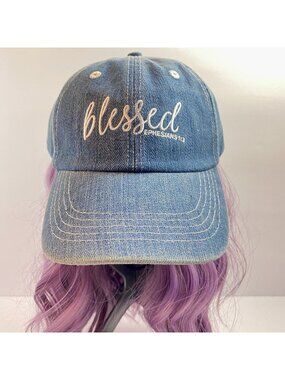 Blessed Girl Baseball Cap Embroidered Blessed Ephesians 1:3 Quote Adjustable Str